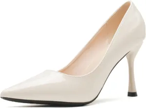 LizFoYa Women's Closed Toe High Heels Dress Pointed Toe Wedding Pump Shoes Slip On Office Shoes