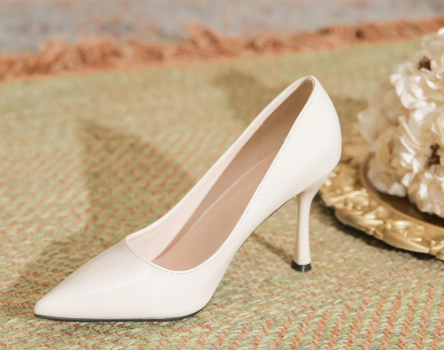 LizFoYa Women's Closed Toe High Heels Dress Pointed Toe Wedding Pump Shoes Slip On Office Shoes