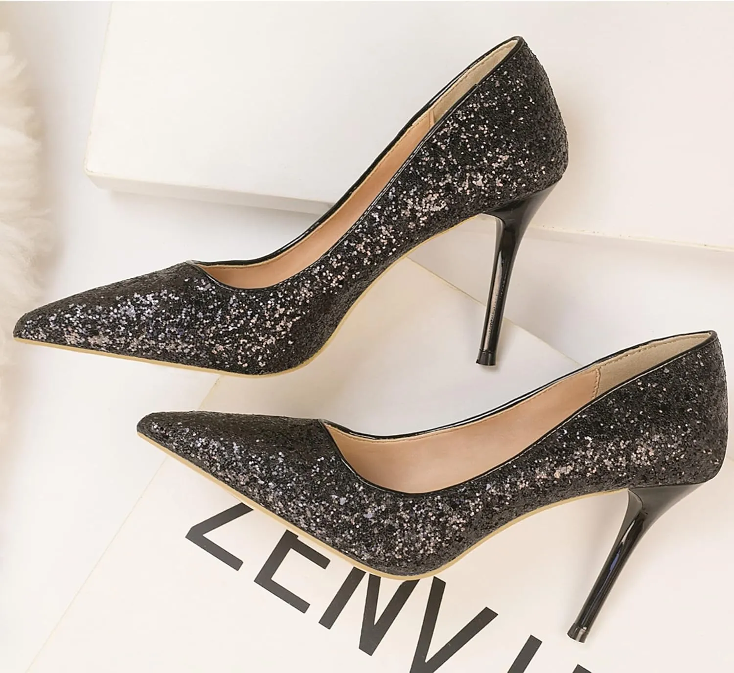 LUXINYU Women Pointed Toe Heels Sequin Elegant Ladies high Heels Pumps Heeled Dress Shoes Fashion Trend high Heels