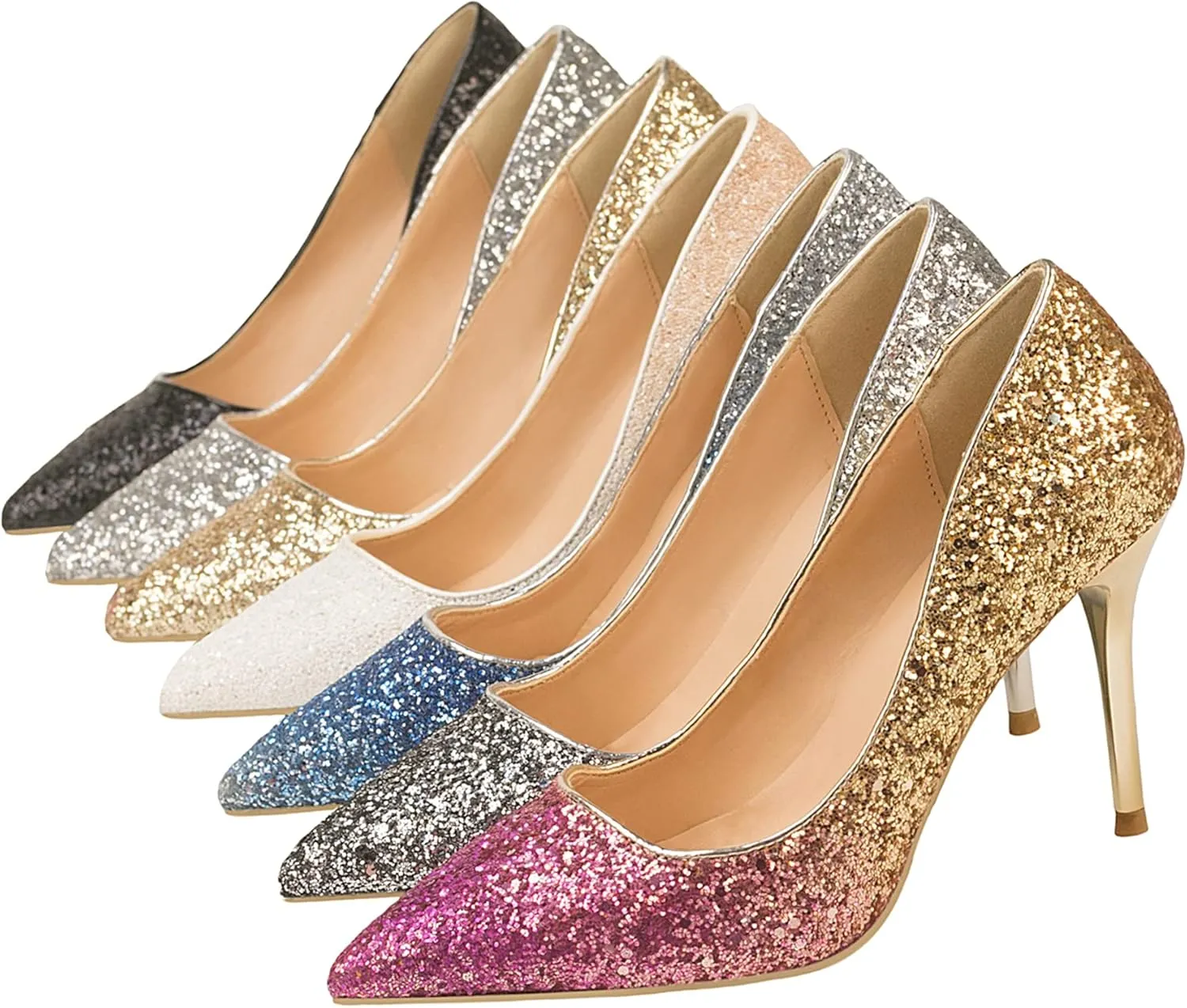 LUXINYU Women Pointed Toe Heels Sequin Elegant Ladies high Heels Pumps Heeled Dress Shoes Fashion Trend high Heels