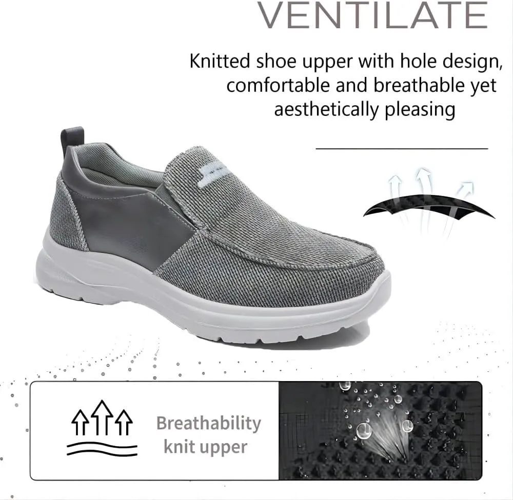 Mens Casual Loafers Walking Comfortable Lightweight Wide Toe Canvas Breathable Athletic Shoes