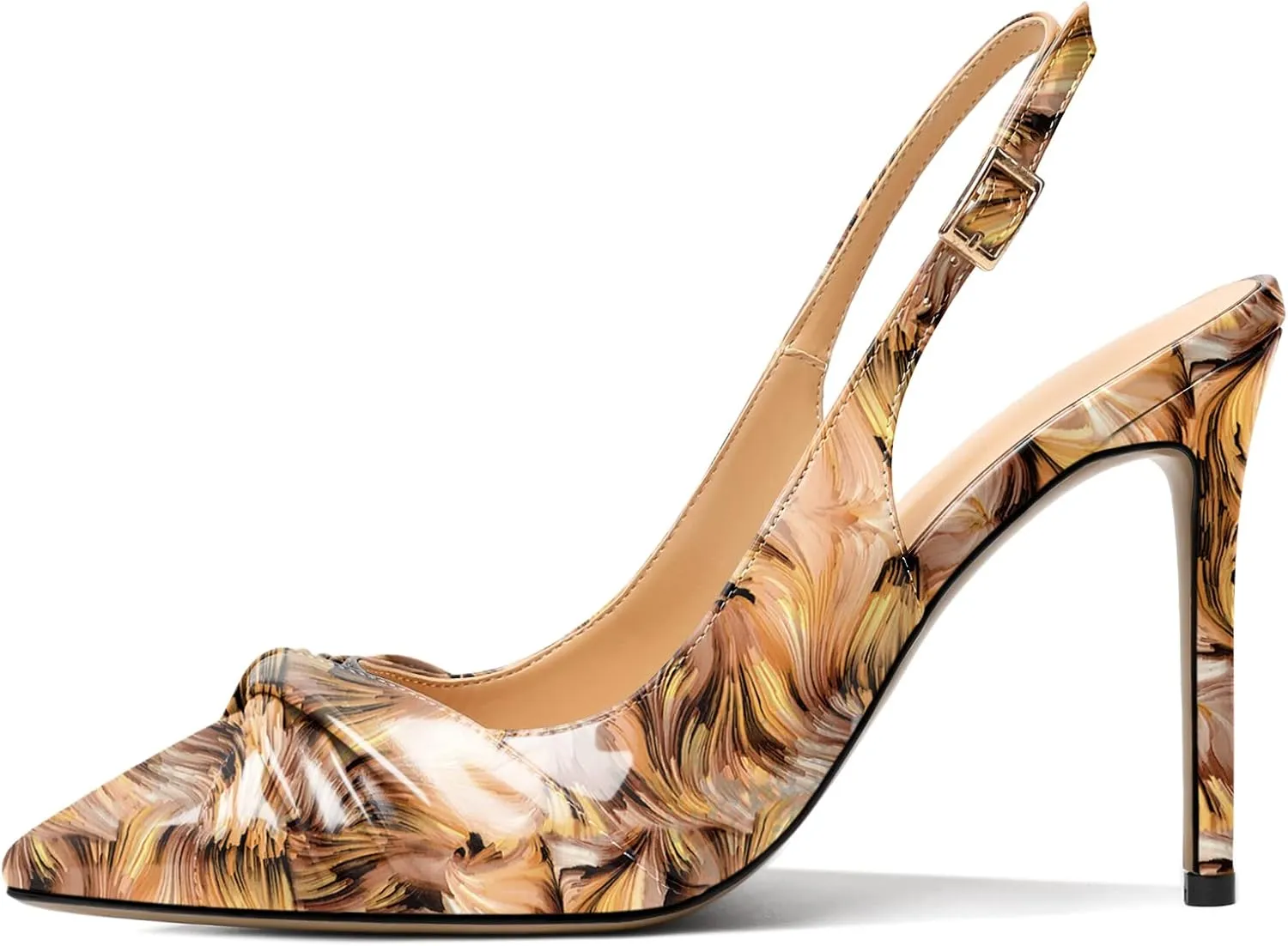 Mettesally Women's Slingback High Heels Pointed Toe Heeled Pumps Ankle Strap Stilettos Bowtie Knot Dressy Wedding Party Shoes