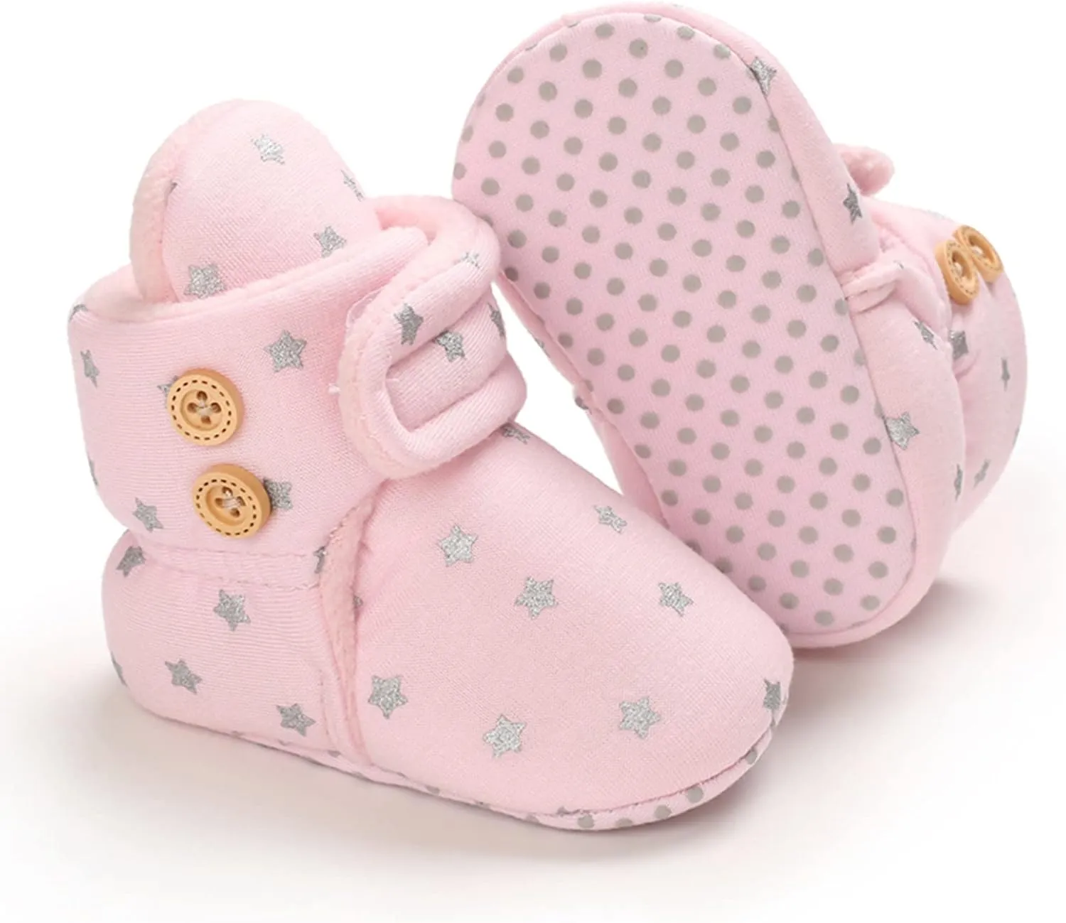 Newborn Baby Cotton Booties Non-Slip Sole for Toddler Boys Girls Infant Winter Warm Fleece House Slippers
