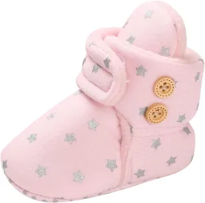 Newborn Baby Cotton Booties Non-Slip Sole for Toddler Boys Girls Infant Winter Warm Fleece House Slippers
