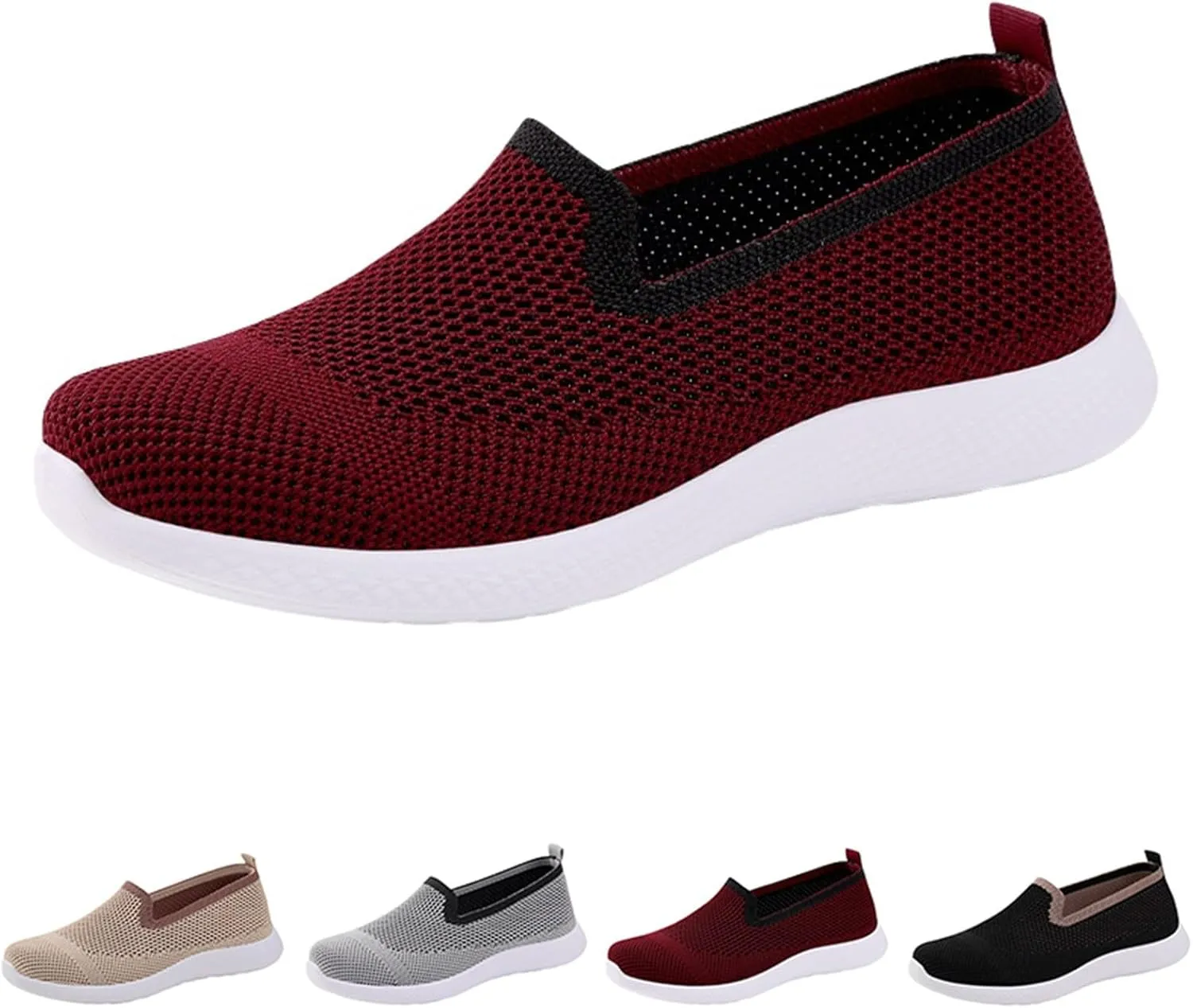 Orthopedic Walking Shoes for Women,Non-Slip Arch Support Slip on Shoes Woven Orthopedic Breathable Walking Sneaker