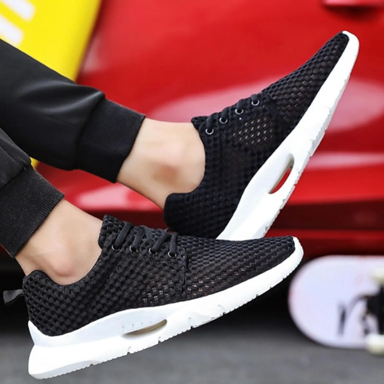 Outdoor Jogging Sneaker for Men Lightweight Breathable Walking Shoe Gym Tennis Hook and Loop Orthopedic Sneakers