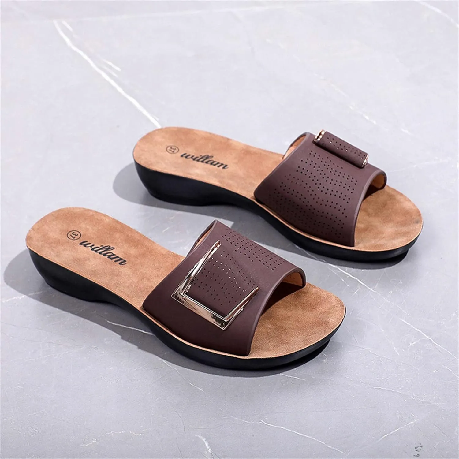 Sandals for Women 2025 Comfortable Soft Sole Slip On Wedge Sandals Summer Fashion Casual Slides with Arch Support