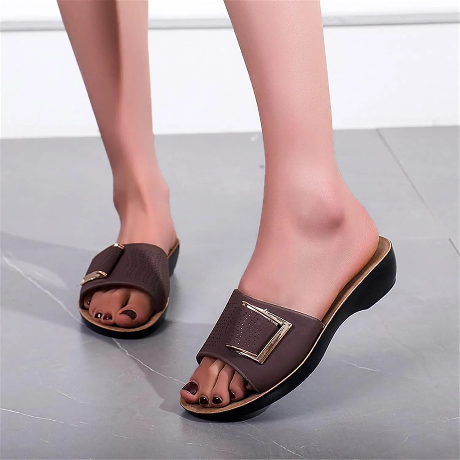 Sandals for Women 2025 Comfortable Soft Sole Slip On Wedge Sandals Summer Fashion Casual Slides with Arch Support