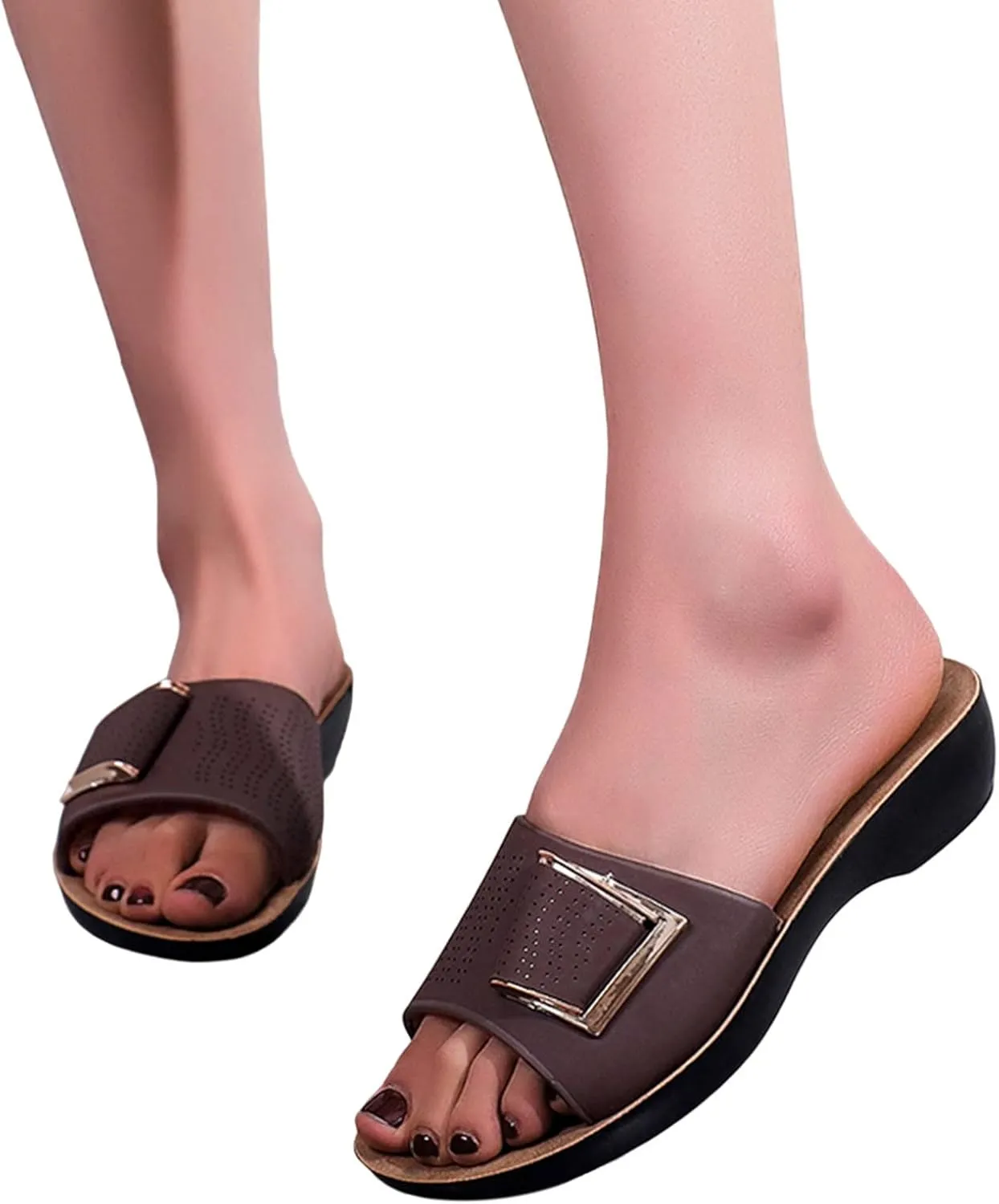 Sandals for Women 2025 Comfortable Soft Sole Slip On Wedge Sandals Summer Fashion Casual Slides with Arch Support