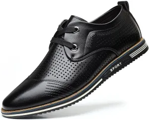 Santimon Mens Leather Sneakers Breathable Oxford Fashion Casual Shoes Business Tennis Lightweight