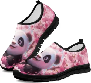 Slip-On Workout Running Shoe for Womens Mother Pink Panda Lightweight Cute Outdoor Work Loafers Fashion Comfort Indoor Party Sneakers for Weekend Size 11.5 Black Sole