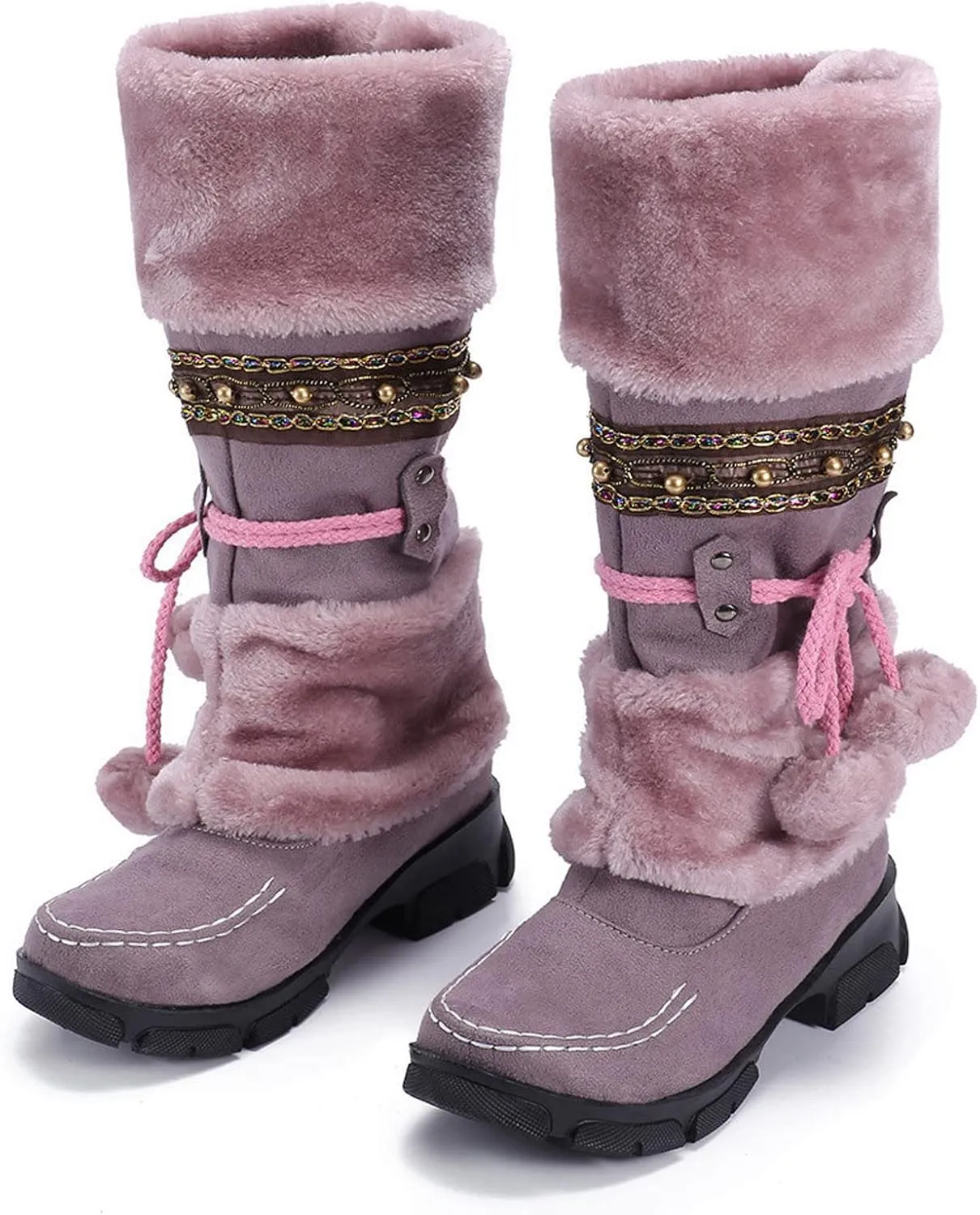Snow Boots for Women Cute Waterproof Winter Walking Boots for Women Winter Brown Boots for Women