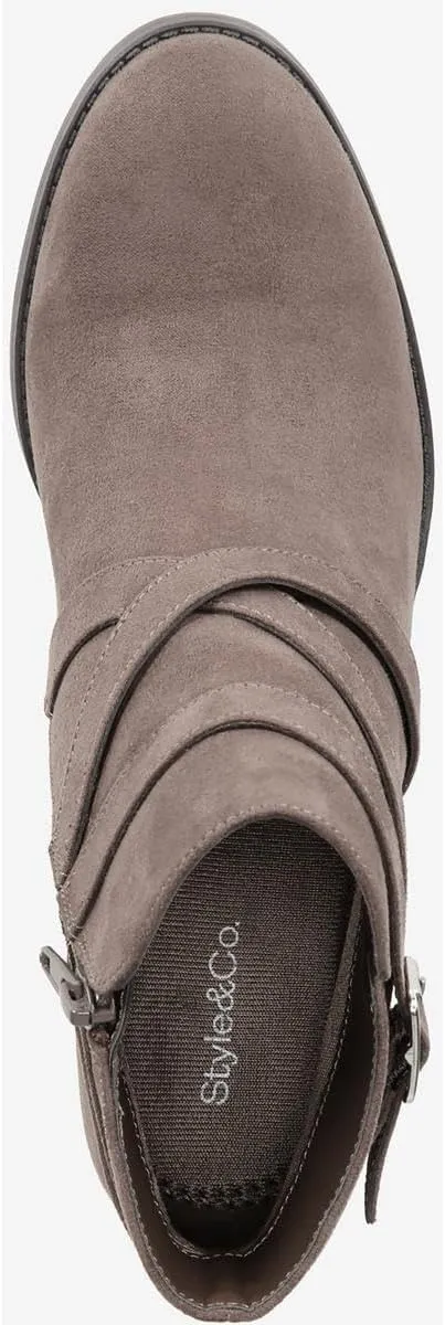 Style & Co. Womens Zetaa Faux Leather Buckle Ankle Boots