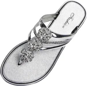 Stylish Women's Slippers Daily Casual Outdoor Use Summer Flip Flops with Rhinestone Thong Slippers Women Talisman