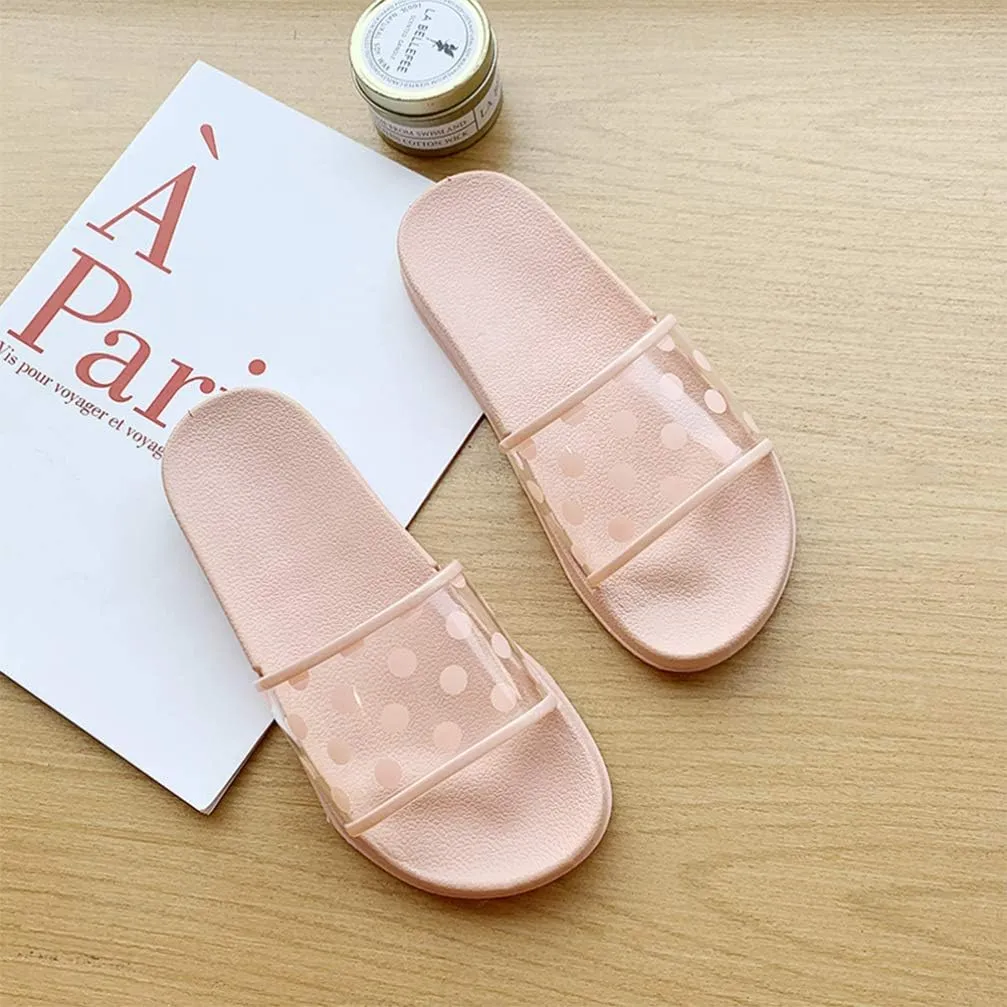 Summer Slippers Wave Point Anti- slip Soft Sole Open Toe House Slippers for Women Girls