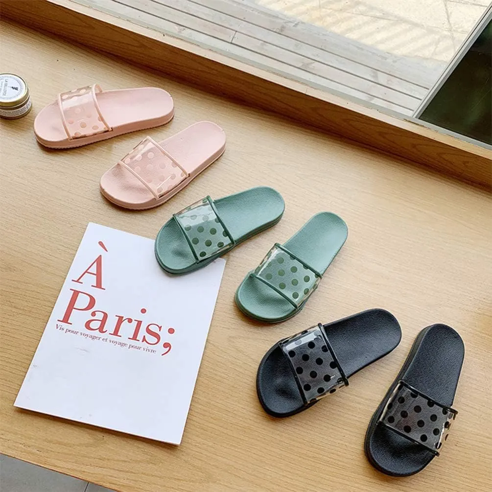 Summer Slippers Wave Point Anti- slip Soft Sole Open Toe House Slippers for Women Girls