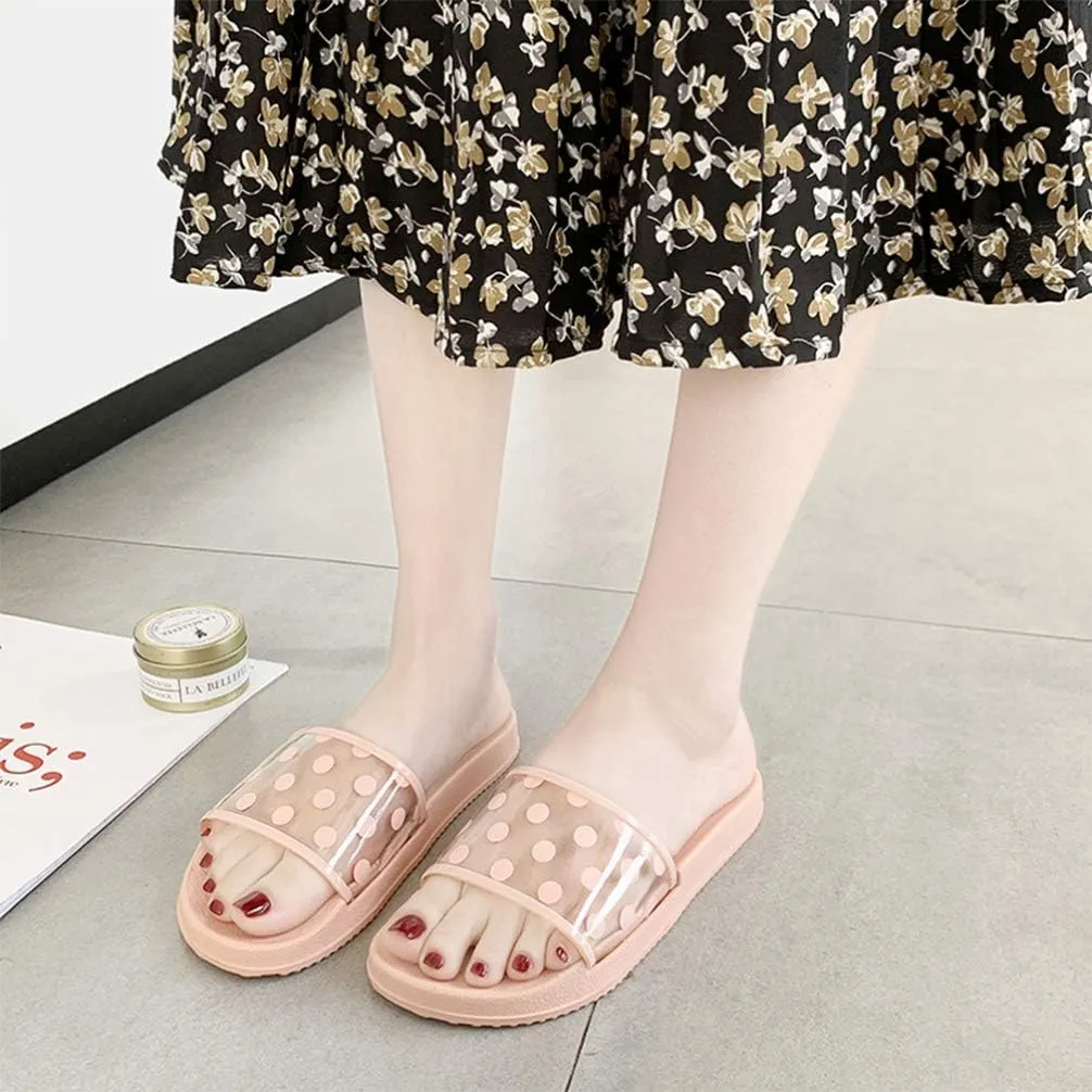 Summer Slippers Wave Point Anti- slip Soft Sole Open Toe House Slippers for Women Girls