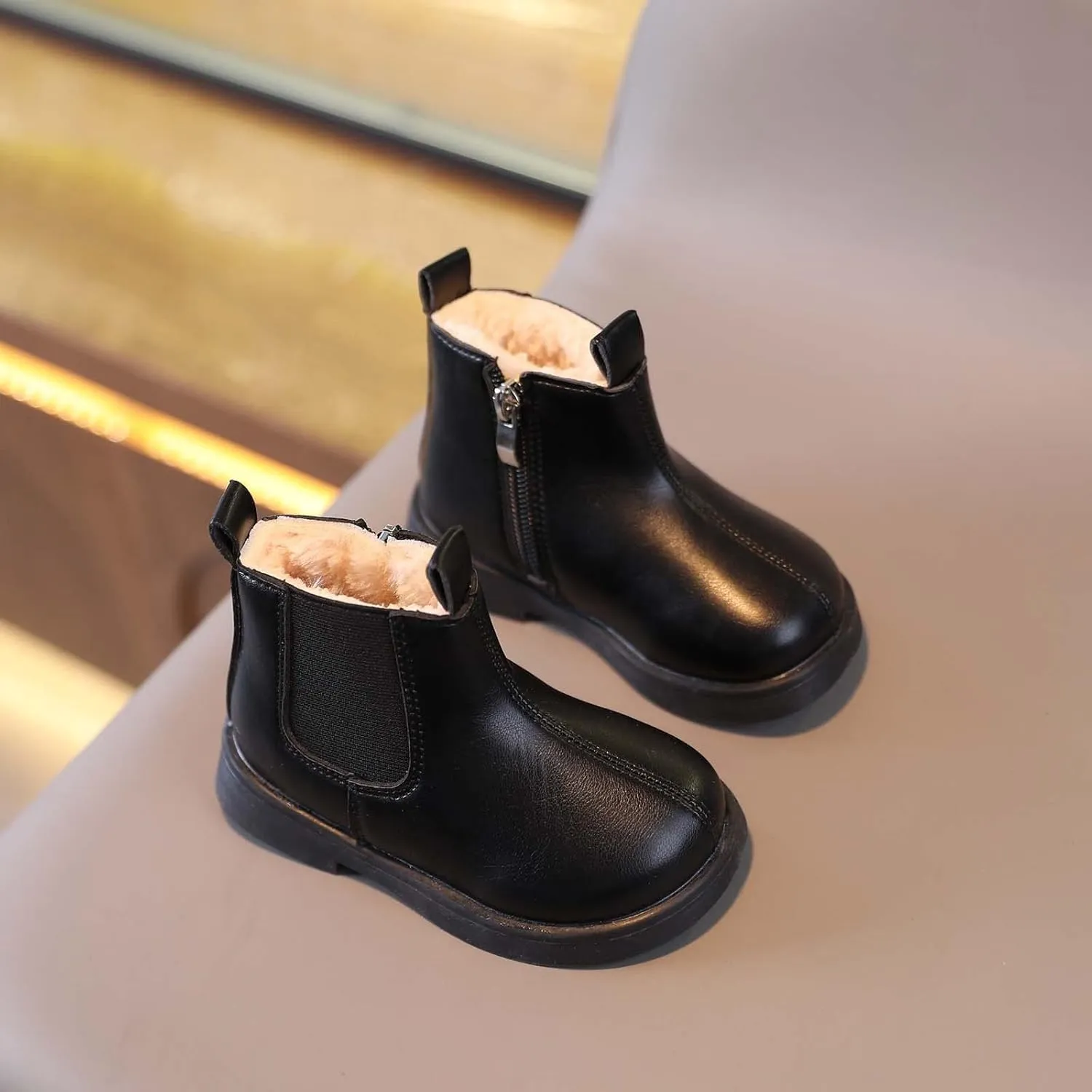 Toddler Boots Boys And Girls Waterpoor Ankle Boots Side Zipper Booties Windproof Short Boots Chestnut Boots for Toddler