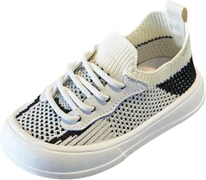 Toddler Boys Girls Toddler Lace-Up Sneakers Little Kids Lightweight Walking Shoes Mesh Breathable Tennis Shoes