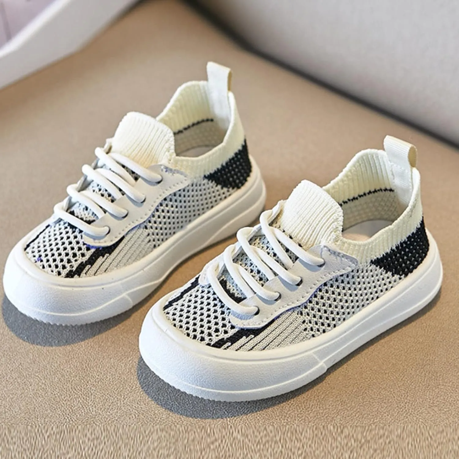 Toddler Boys Girls Toddler Lace-Up Sneakers Little Kids Lightweight Walking Shoes Mesh Breathable Tennis Shoes
