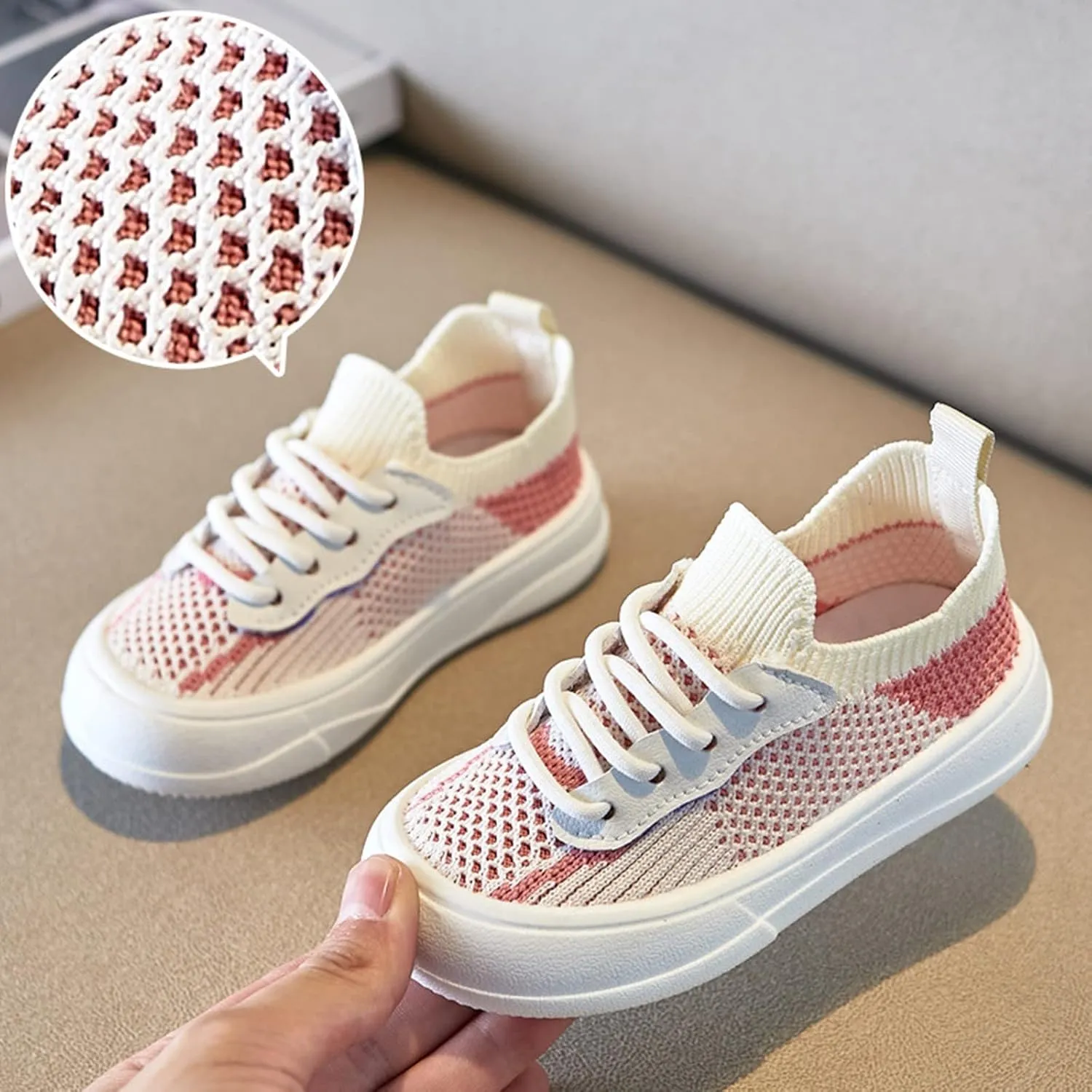 Toddler Boys Girls Toddler Lace-Up Sneakers Little Kids Lightweight Walking Shoes Mesh Breathable Tennis Shoes