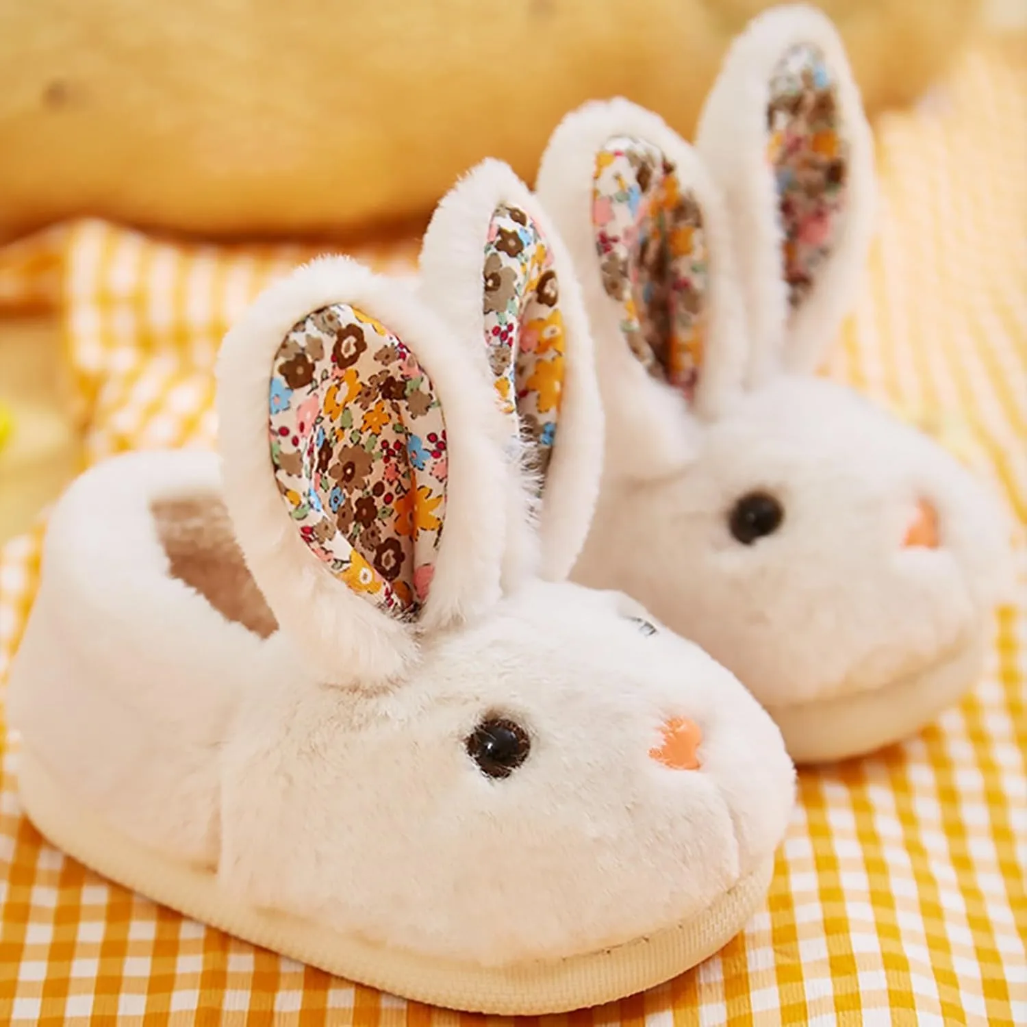 Toddler Girls Boys Home Slippers Fuzzy Warm Winter Indoor Bunny Slipper Kids Flat Lightweight Plush Shoes