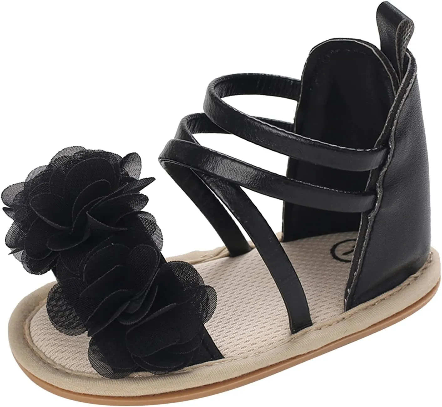 Toddler Kids Infant Girls Soild Colour Princress Shoes Sandals Soft Sole The Floor Gladiators for (Black, 0 Months)