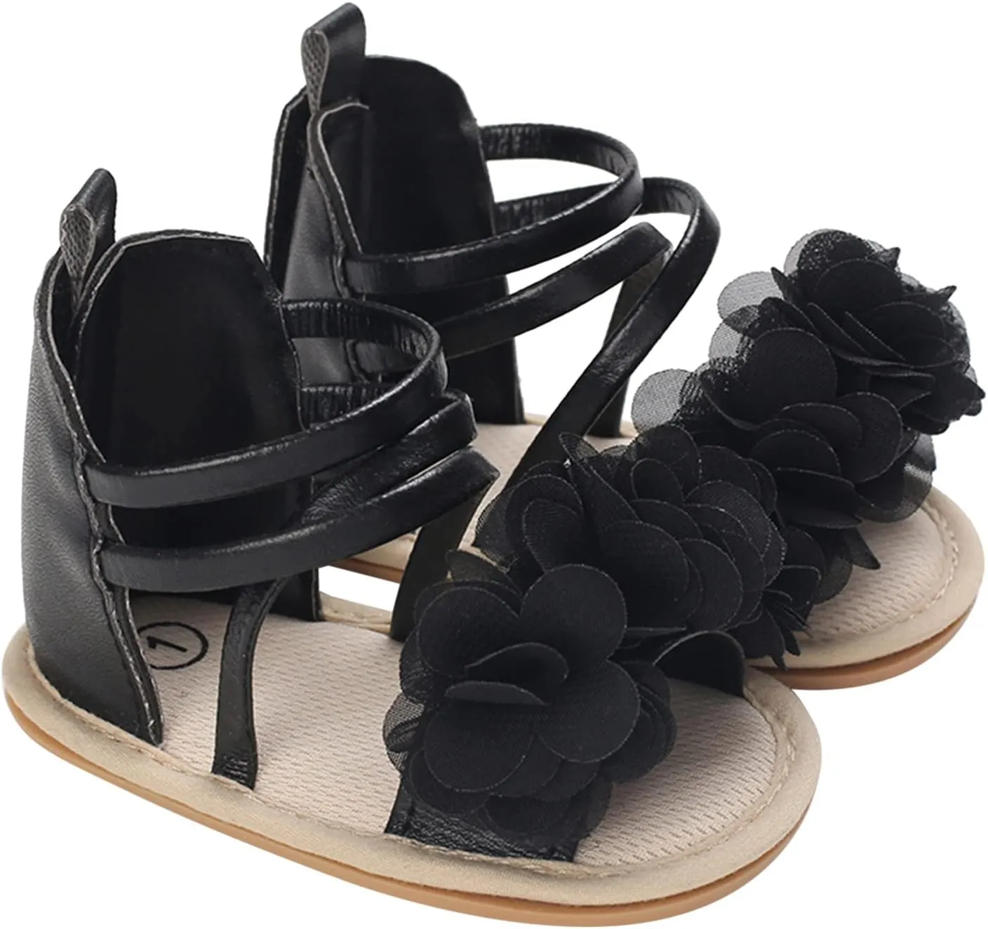 Toddler Kids Infant Girls Soild Colour Princress Shoes Sandals Soft Sole The Floor Gladiators for (Black, 0 Months)