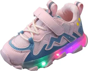 Toddler Tennis Breathable Cozy Sneaker with Lights Baby Girls Boys Led Mesh Flat Shoes Running Lightweight Sport Shoes