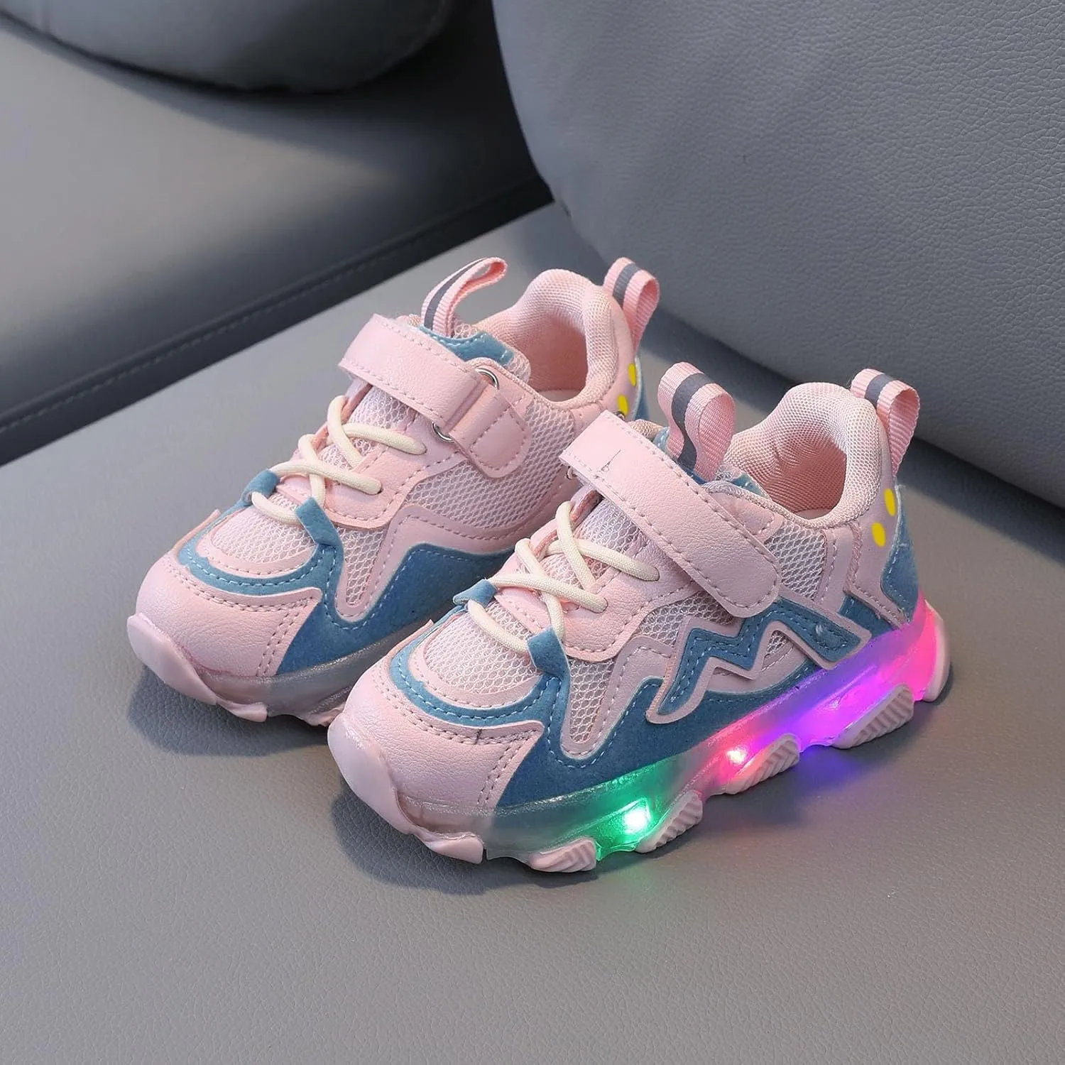 Toddler Tennis Breathable Cozy Sneaker with Lights Baby Girls Boys Led Mesh Flat Shoes Running Lightweight Sport Shoes