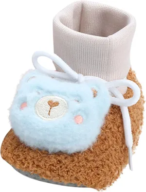 Toddler Winter Boot Baby Toddler Shoes Warm Booties Shoes Fashion Printing Non Slip Infant First Walking Warm Shoes