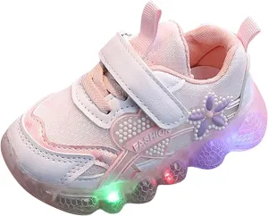 Toddler/Little Kid Sneakers for Boys Girls Light Up Drawstring Lightweight Breathable Athletic Running Tennis Shoes