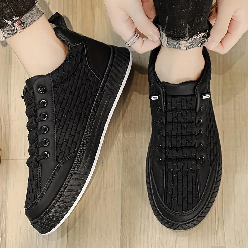 Trendy, All-Season Lace-Up Casual Shoes with Faux Upper,and Comfortable Cloth Insole, Versatile Trainers