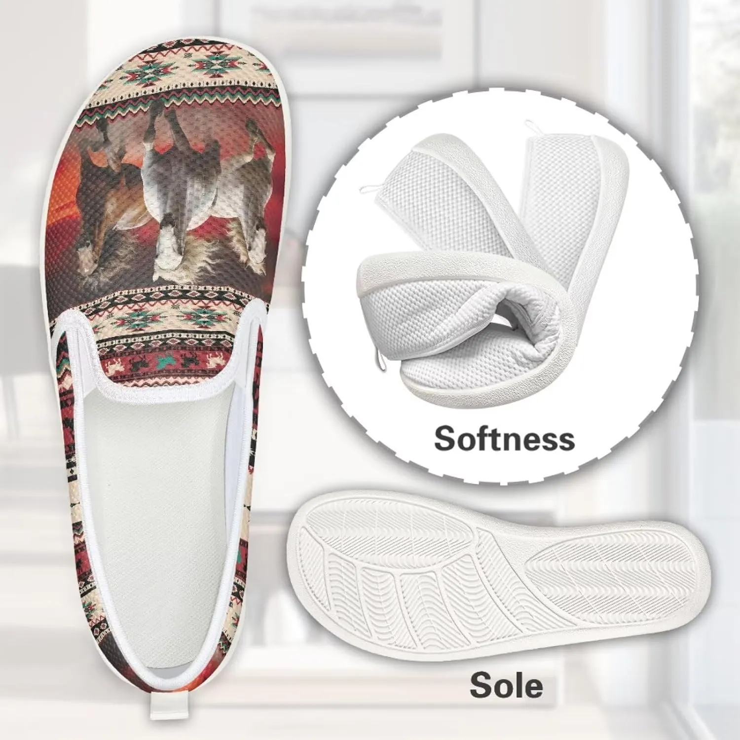 Trendy Womens Flats Shoes Ethnic Style Casual Shoes for Women Slip On Shoes