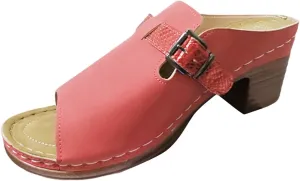 Trendy Women's Open Toe Slippers With Buckle Strap Leather Upper Casual Summer Footwear For Jeans And Comfortable