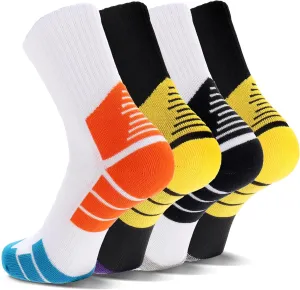 Ultrafun 3/4 Pairs Athletic Running Socks Men Women Compression Cushioned Crew Gym Sports Basketball Socks