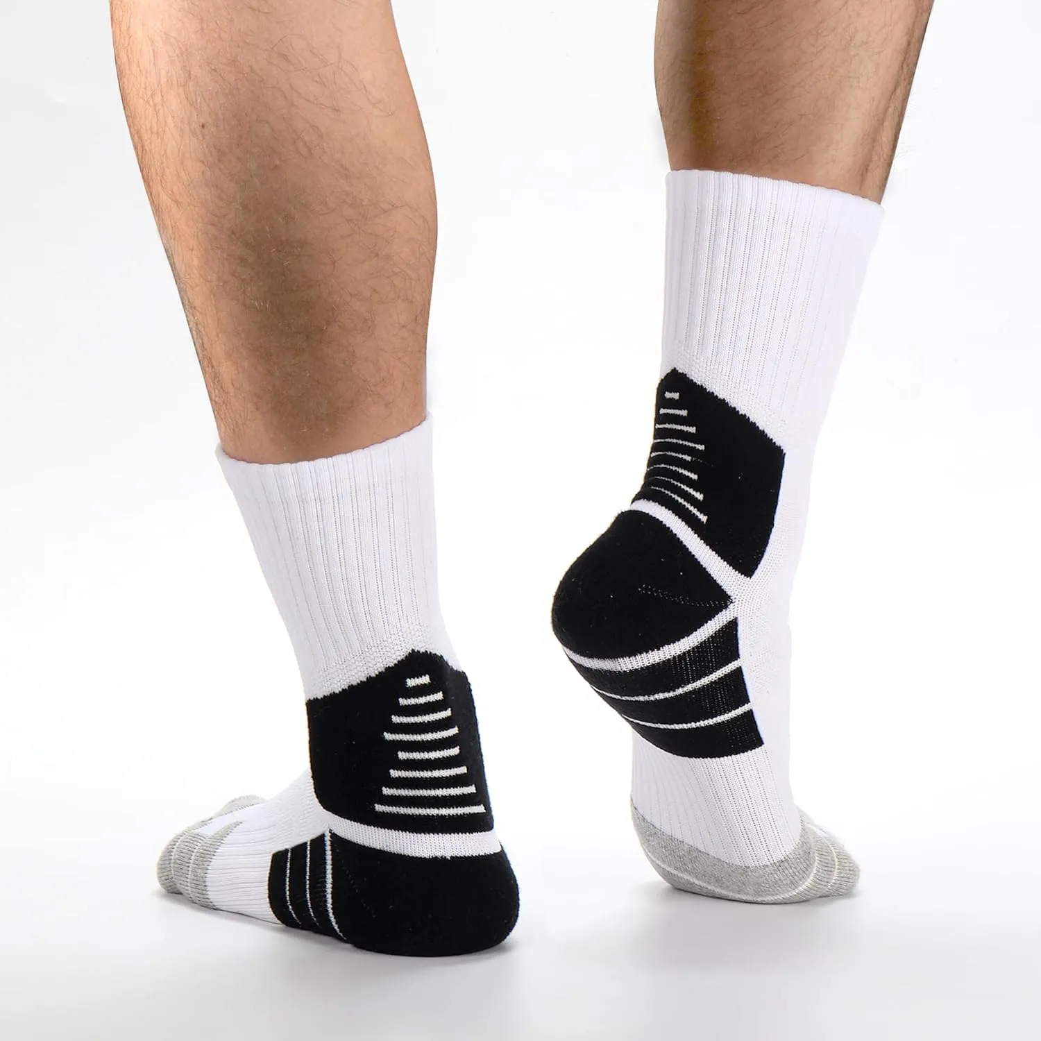 Ultrafun 3/4 Pairs Athletic Running Socks Men Women Compression Cushioned Crew Gym Sports Basketball Socks