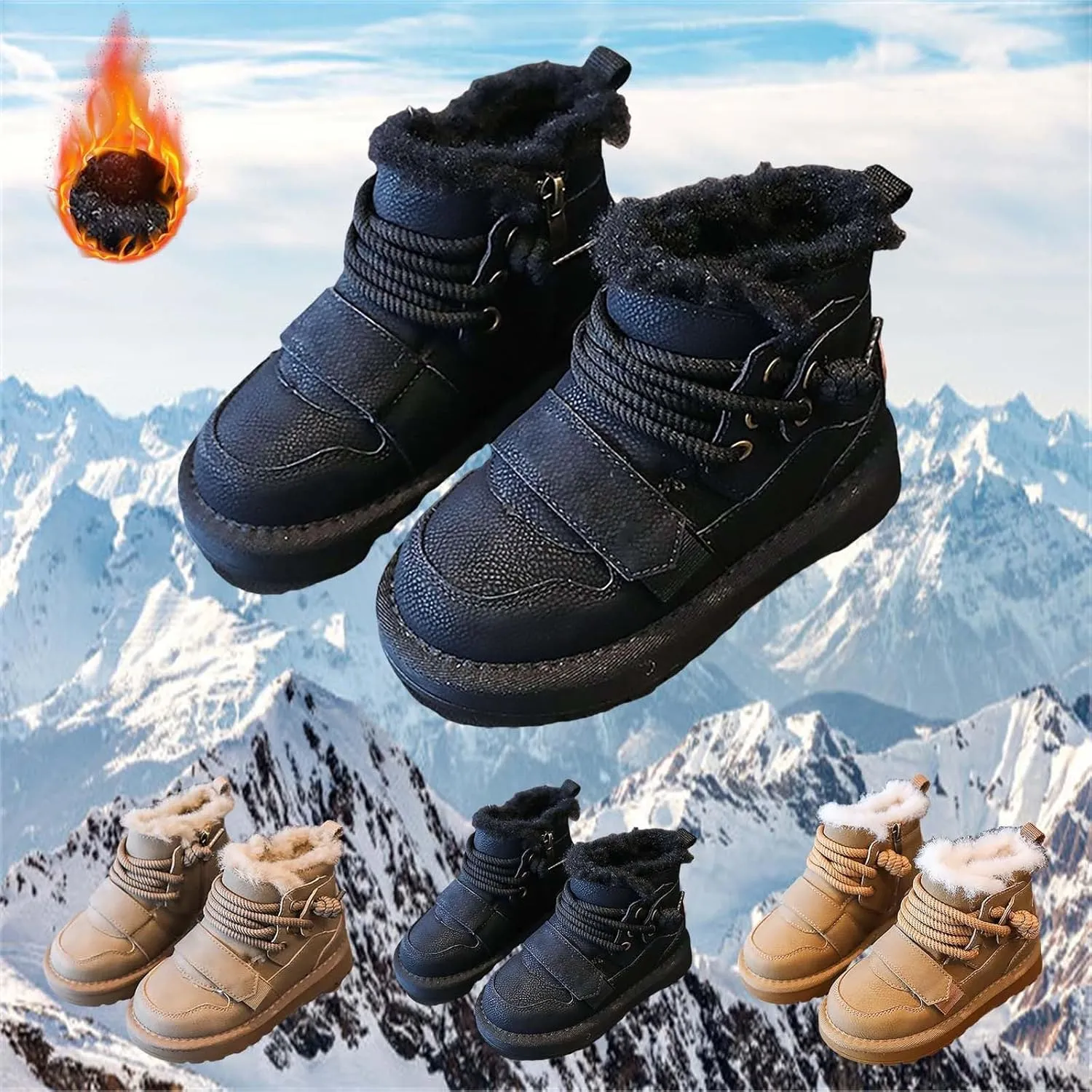 Winter Girls Boys Ankle Boots Comfortable Warm Lined Casual Shoes Sports Shoes Outdoor Children Baby Cowboy Boot