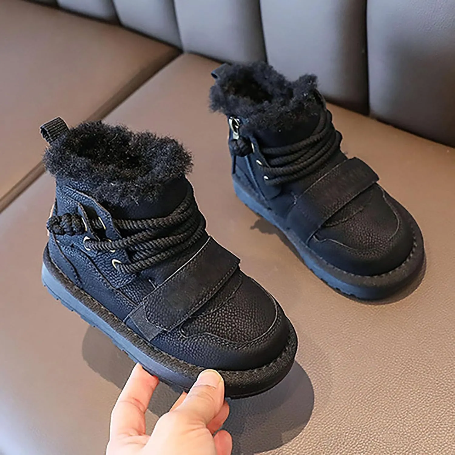 Winter Girls Boys Ankle Boots Comfortable Warm Lined Casual Shoes Sports Shoes Outdoor Children Baby Cowboy Boot