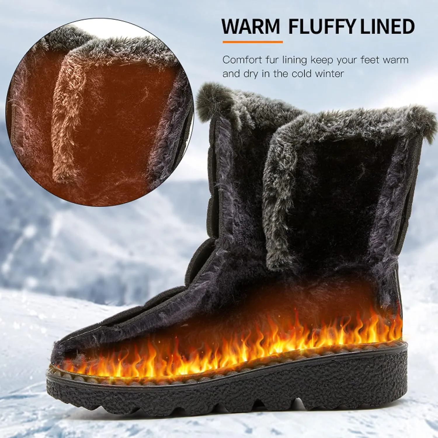 Winter Work Boots for Men Casual Comfortable Plush Lined Winter Hiking Sneakers for Men Cold Weather Snow Boots