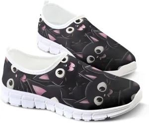 Women's Business Loafers Cat Print Low Top Barefoot Shoes Low-Cut Casual Flats US 5-13