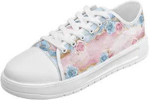 Women's Canvas Sneaker Anti Skid Lightweight Lace Up Casual Shoes Low Cut Slip On Walking Footwear
