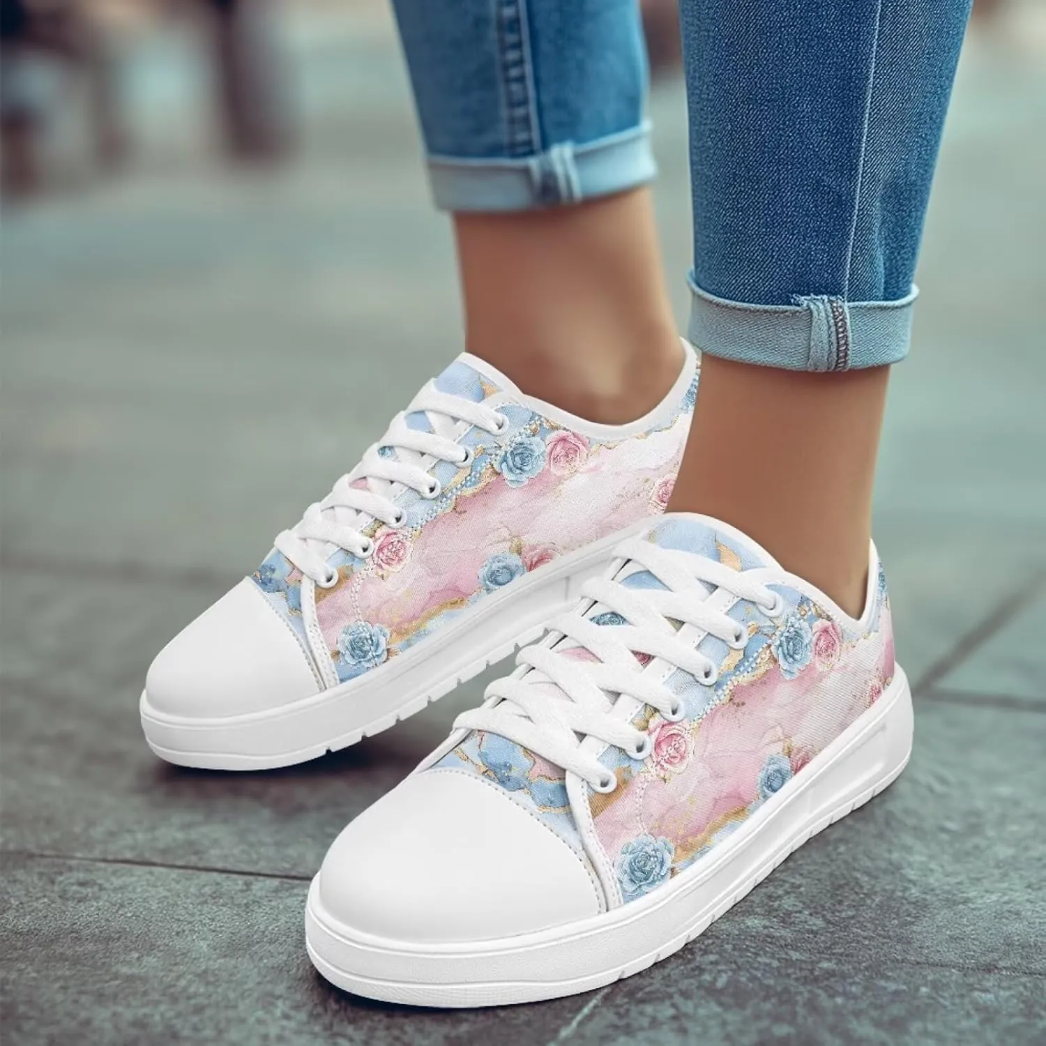 Women's Canvas Sneaker Anti Skid Lightweight Lace Up Casual Shoes Low Cut Slip On Walking Footwear