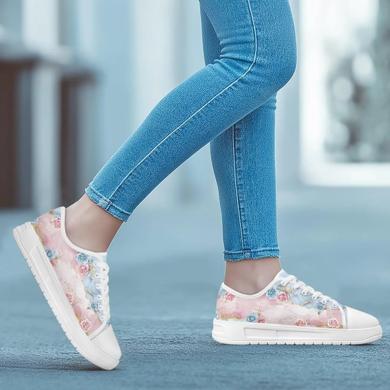 Women's Canvas Sneaker Anti Skid Lightweight Lace Up Casual Shoes Low Cut Slip On Walking Footwear