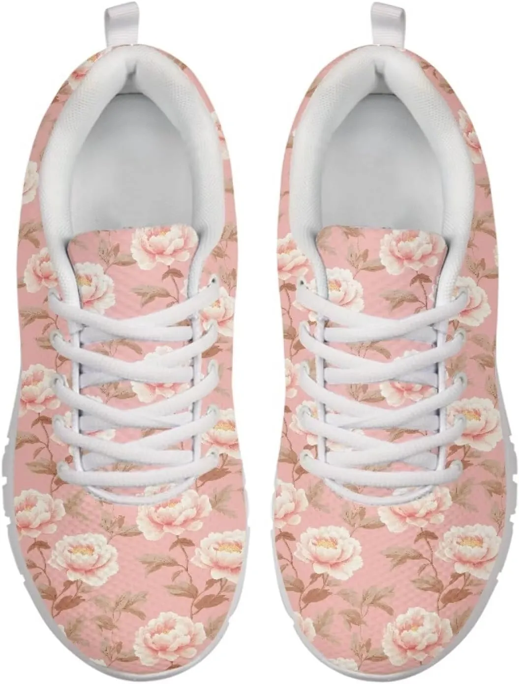 Womens Casual Shoes Custom Cushioned Lace-Up Tennis Sneakers Soft Non Slip Lightweight Shoes for Party US 5-12 White Sole