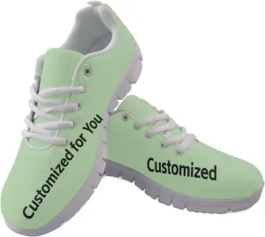 Womens Casual Shoes Custom Cushioned Lace-Up Tennis Sneakers Soft Non Slip Lightweight Shoes for Party US 5-12 White Sole