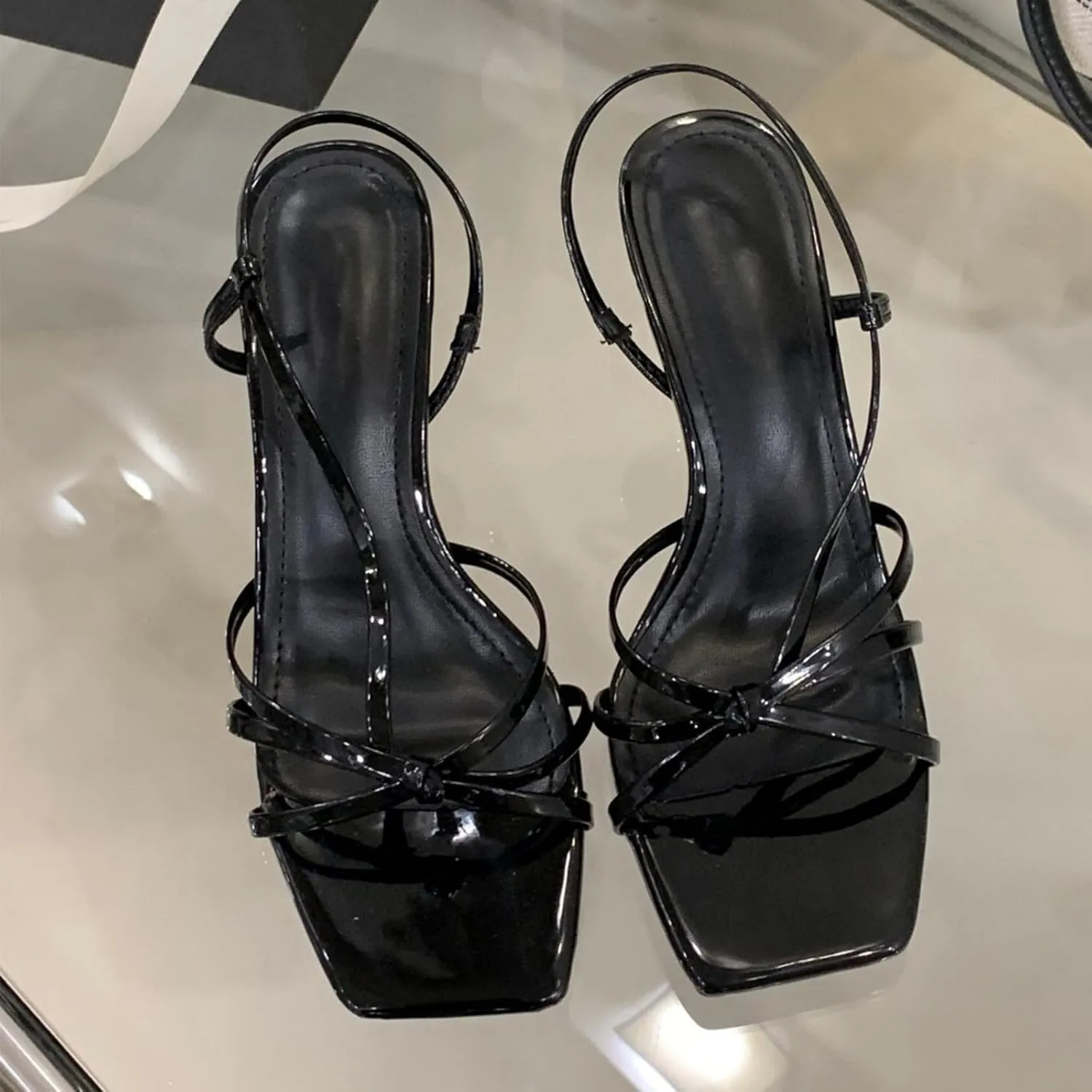 Women's Elegant Stiletto Heeled Sandals Open Toe Strappy Ankle Strap Dress Party Wedding High Heels Comfortable