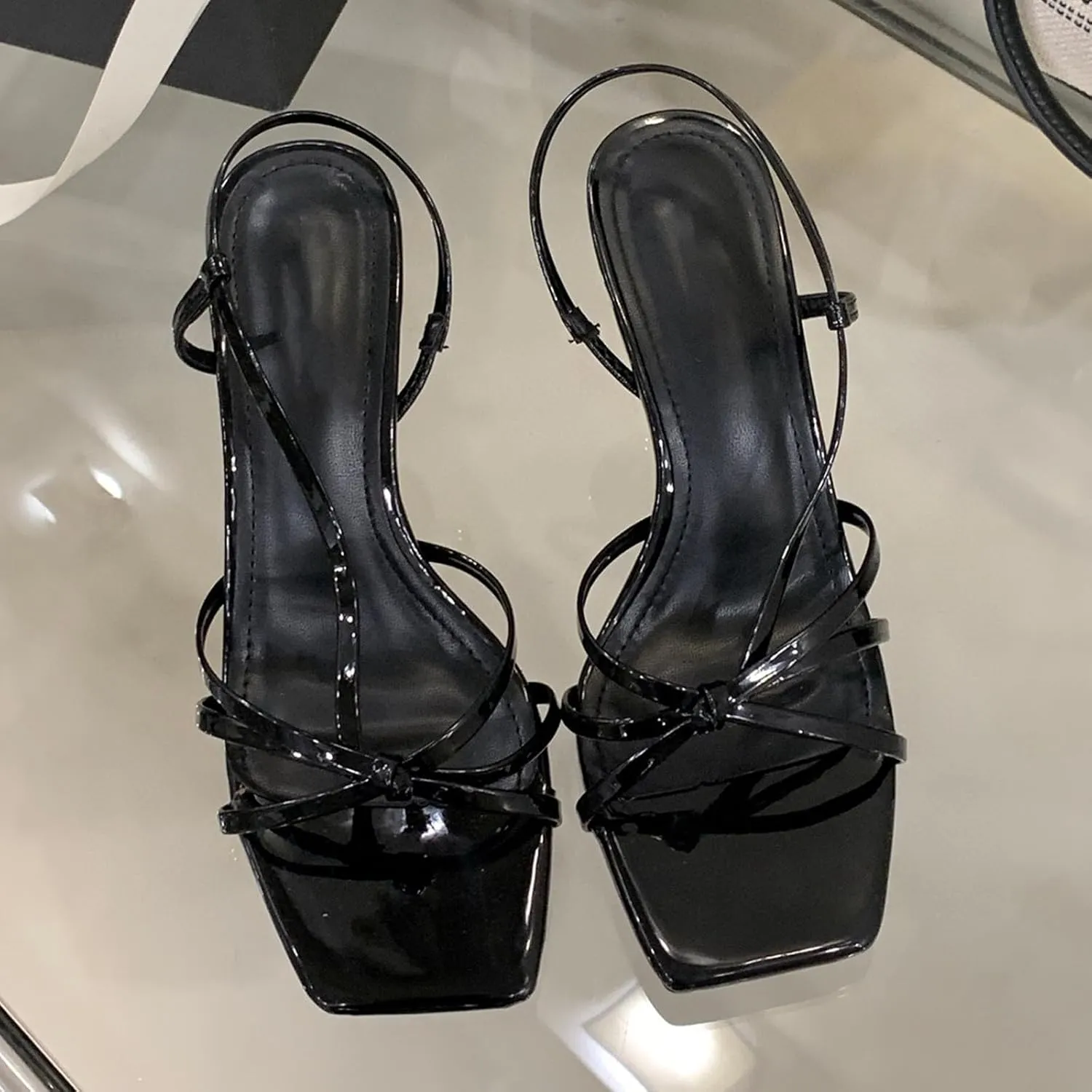 Women's Elegant Stiletto Heeled Sandals Open Toe Strappy Ankle Strap Dress Party Wedding High Heels Comfortable