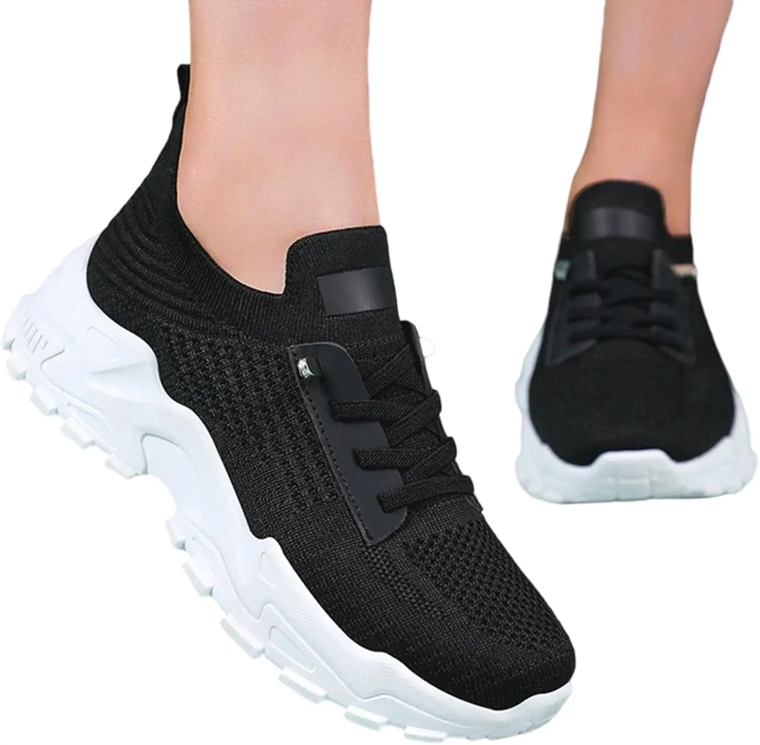 Women's Fashion Sneakers Comfortable Slip On Mid Heel Casual Shoes for Spring Summer Outfits with T Shirts Jeans