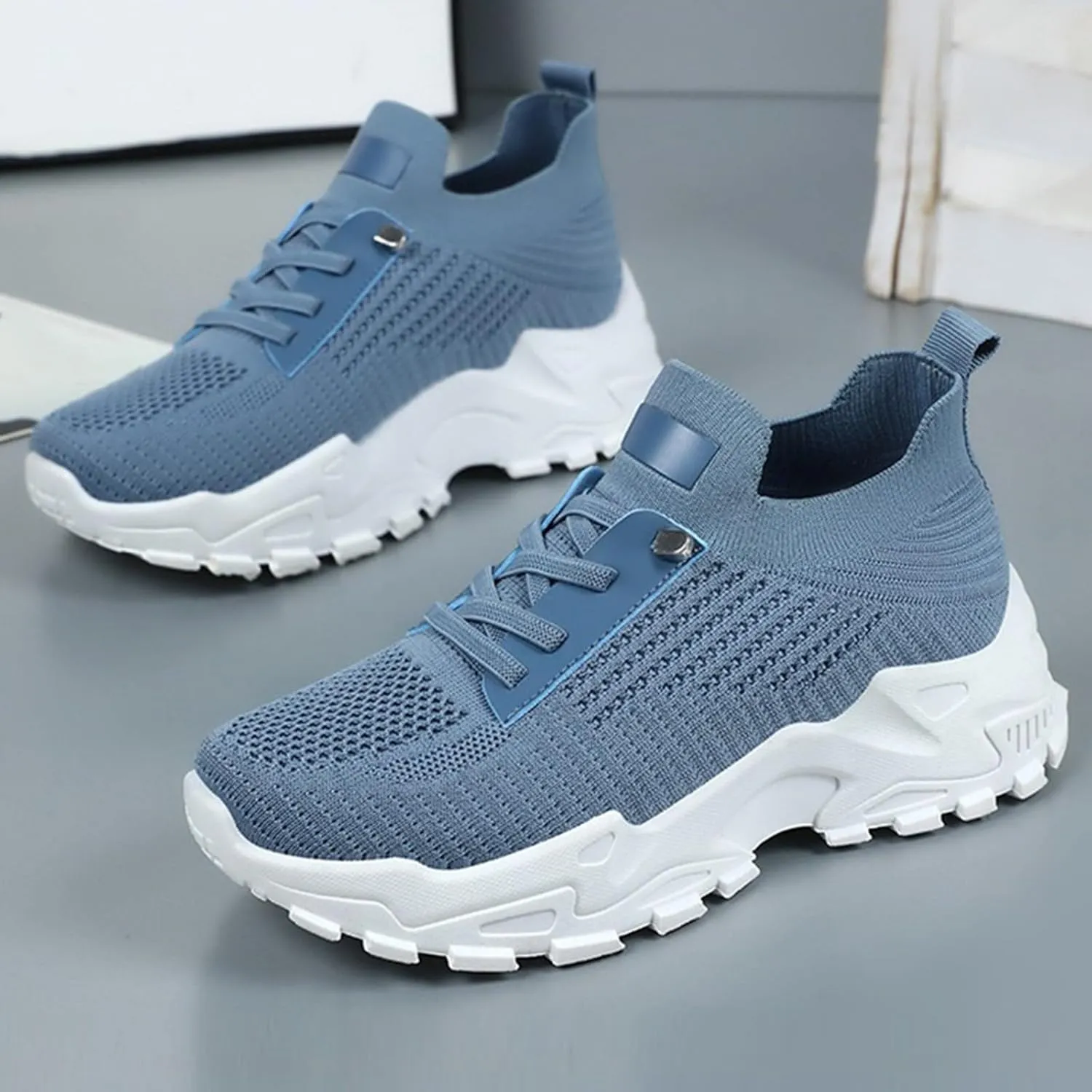 Women's Fashion Sneakers Comfortable Slip On Mid Heel Casual Shoes for Spring Summer Outfits with T Shirts Jeans